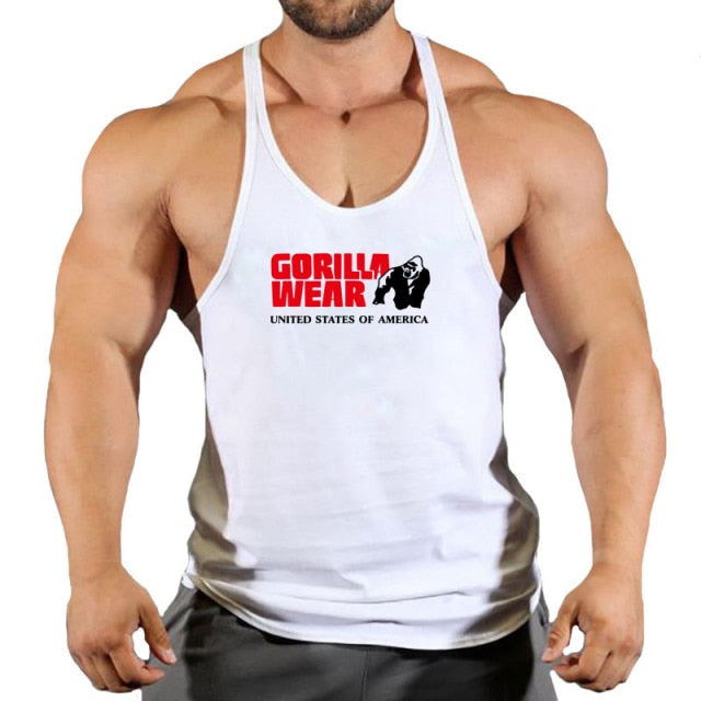 Gorilla wear fashion cotton sleeveless tank top men Fitness muscle shirt mens singlet Bodybuilding workout gym vest fitness men