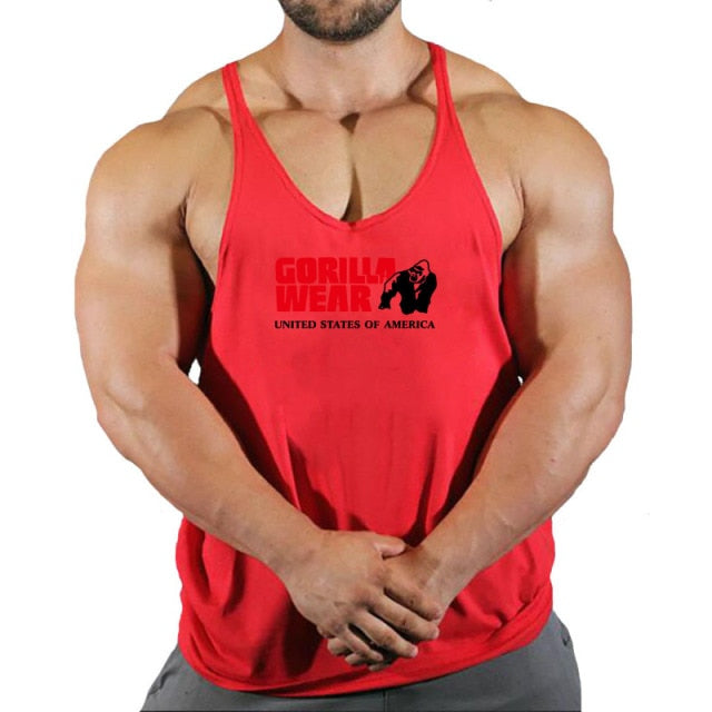 Gorilla wear fashion cotton sleeveless tank top men Fitness muscle shirt mens singlet Bodybuilding workout gym vest fitness men