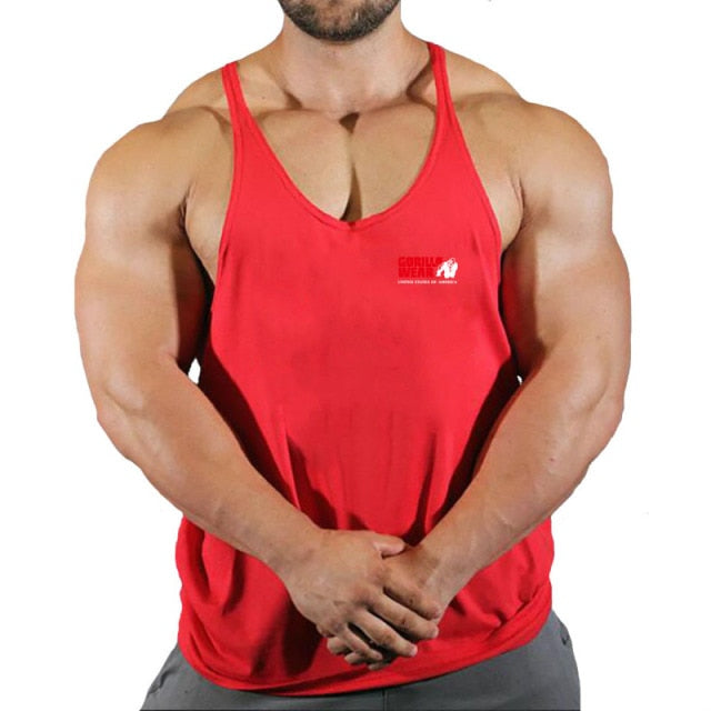 Gorilla wear fashion cotton sleeveless tank top men Fitness muscle shirt mens singlet Bodybuilding workout gym vest fitness men