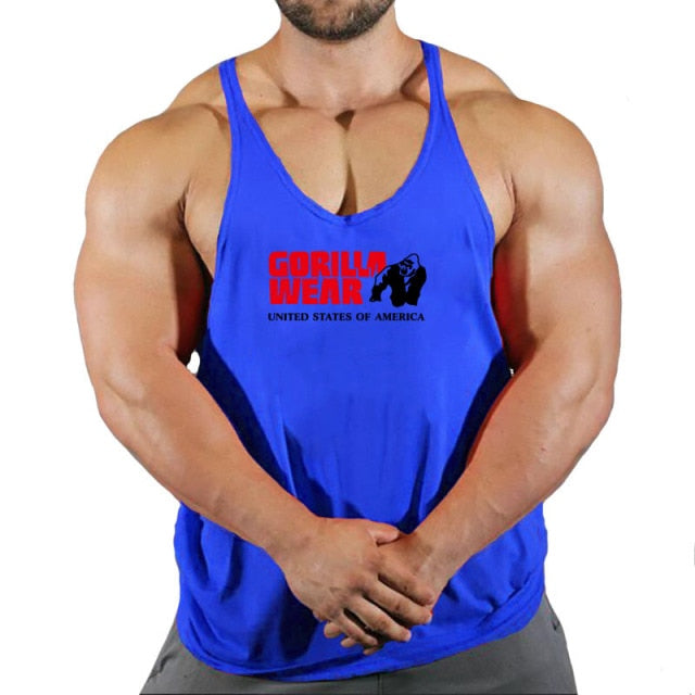 Gorilla wear fashion cotton sleeveless tank top men Fitness muscle shirt mens singlet Bodybuilding workout gym vest fitness men