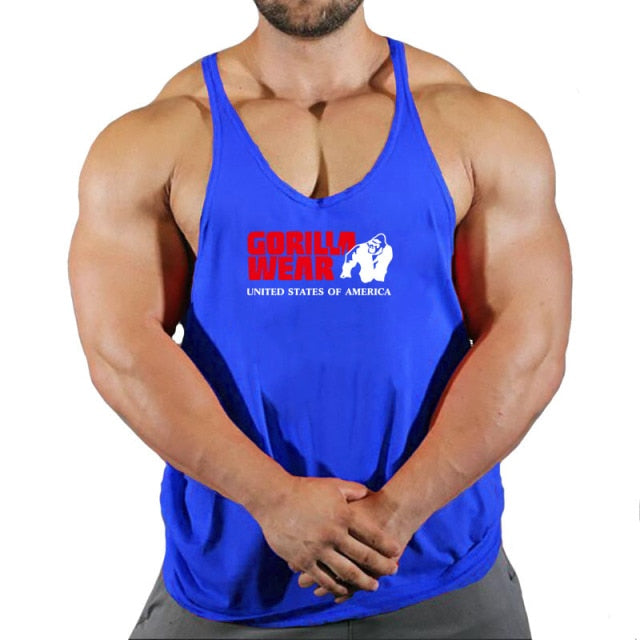 Gorilla wear fashion cotton sleeveless tank top men Fitness muscle shirt mens singlet Bodybuilding workout gym vest fitness men