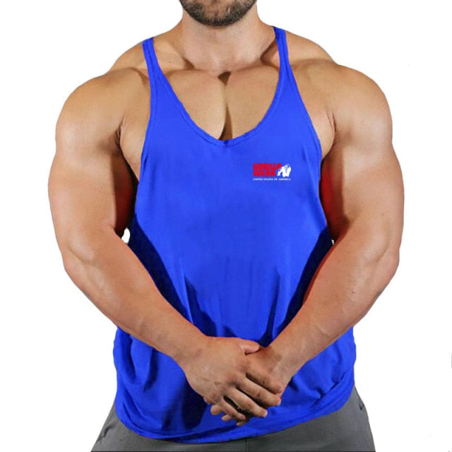 Gorilla wear fashion cotton sleeveless tank top men Fitness muscle shirt mens singlet Bodybuilding workout gym vest fitness men