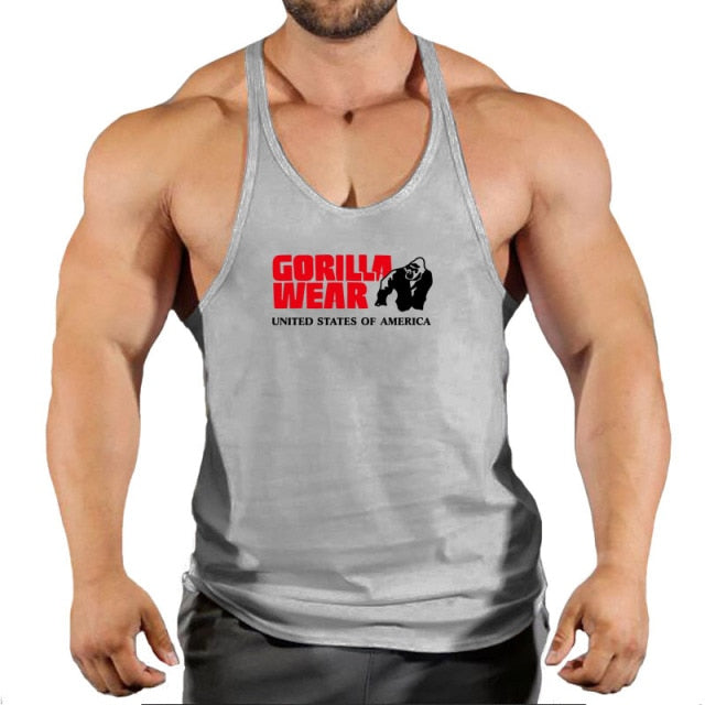 Gorilla wear fashion cotton sleeveless tank top men Fitness muscle shirt mens singlet Bodybuilding workout gym vest fitness men