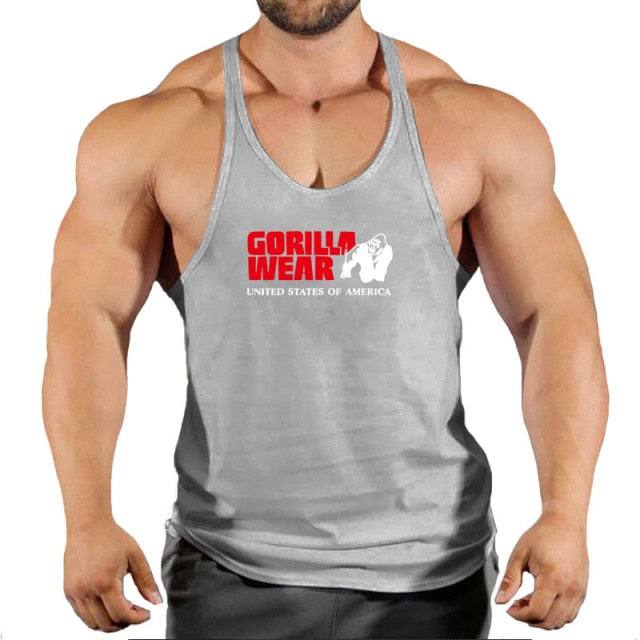 Gorilla wear fashion cotton sleeveless tank top men Fitness muscle shirt mens singlet Bodybuilding workout gym vest fitness men