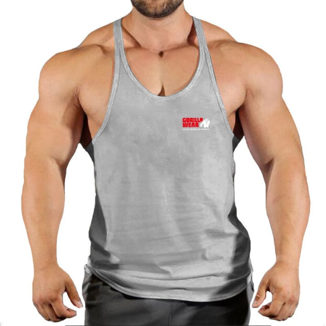 Gorilla wear fashion cotton sleeveless tank top men Fitness muscle shirt mens singlet Bodybuilding workout gym vest fitness men