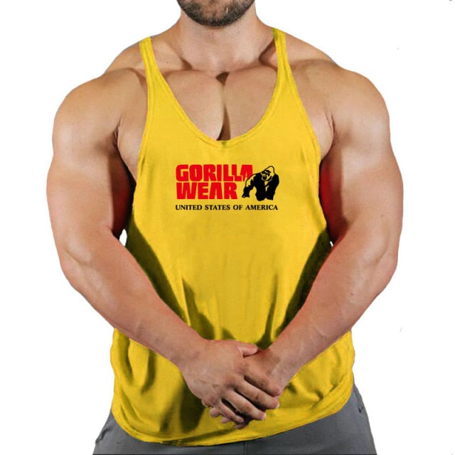 Gorilla wear fashion cotton sleeveless tank top men Fitness muscle shirt mens singlet Bodybuilding workout gym vest fitness men