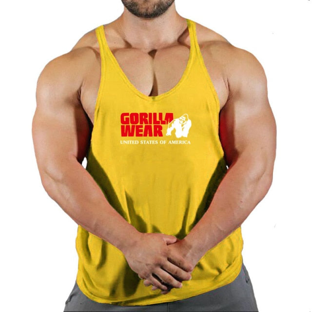 Gorilla wear fashion cotton sleeveless tank top men Fitness muscle shirt mens singlet Bodybuilding workout gym vest fitness men
