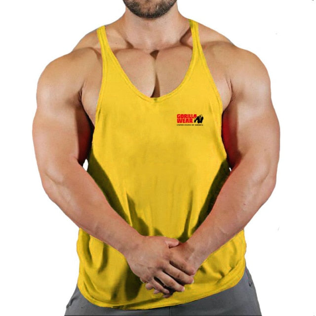 Gorilla wear fashion cotton sleeveless tank top men Fitness muscle shirt mens singlet Bodybuilding workout gym vest fitness men