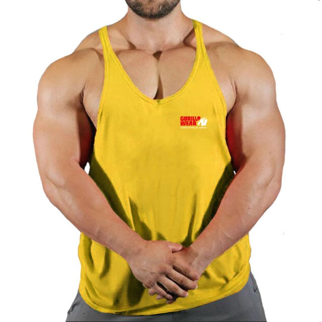 Gorilla wear fashion cotton sleeveless tank top men Fitness muscle shirt mens singlet Bodybuilding workout gym vest fitness men