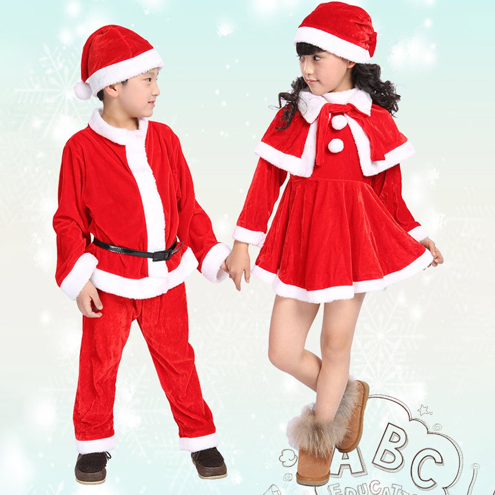 Kids Santa Claus Cosplay Costume Christmas Outfit For Man Boy Christmas Party New Year Fancy Dress Clothes Set
