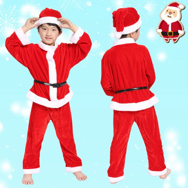 Kids Santa Claus Cosplay Costume Christmas Outfit For Man Boy Christmas Party New Year Fancy Dress Clothes Set