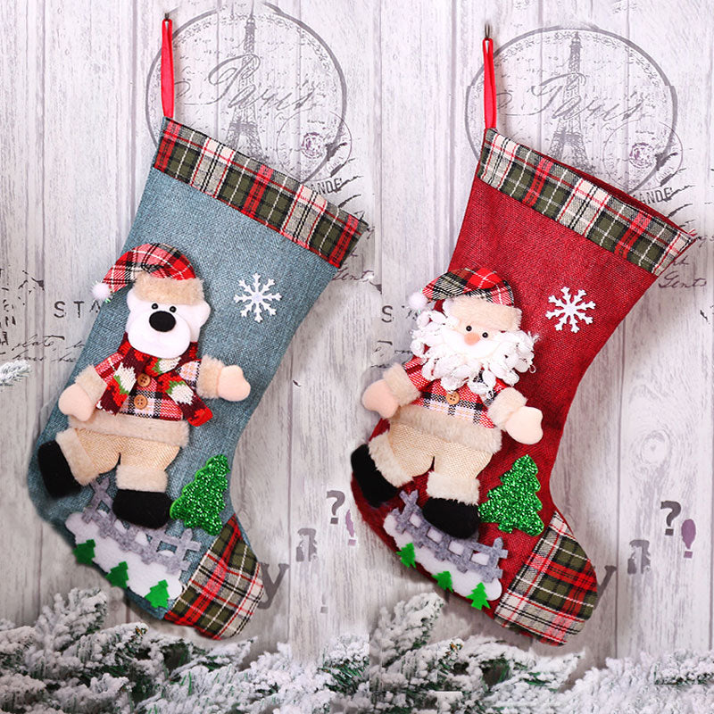 2022 New Year Christmas Stocking Sack Xmas Gift Candy Bag Noel Christmas Decorations for Home Navidad Sock Christmas Tree Decor