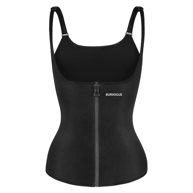 Women Latex Waist Trainer Sauna Sweat Vest Slimming Underwear Weight Loss Shirt Fat Burner Workout Tank Top Zipper Shapewear 3XL