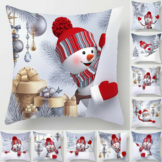 HUIRAN Snowman Cushion Cover Merry Christmas Decorations For Home Navidad 2021 Xmas Gift Christmas Ornaments New Year 2022