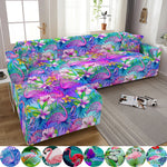 Flamingo Elastic Sofa Covers for Living Room Stretch Tropical Leaves Slipcovers Couch Cover L Shape Funda de sofá de esquina
