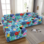 Flamingo Elastic Sofa Covers for Living Room Stretch Tropical Leaves Slipcovers Couch Cover L Shape Funda de sofá de esquina