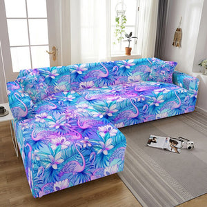 Flamingo Elastic Sofa Covers for Living Room Stretch Tropical Leaves Slipcovers Couch Cover L Shape Funda de sofá de esquina