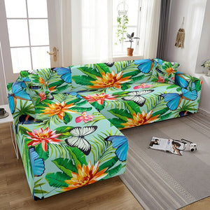 Flamingo Elastic Sofa Covers for Living Room Stretch Tropical Leaves Slipcovers Couch Cover L Shape Funda de sofá de esquina
