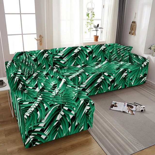 Flamingo Elastic Sofa Covers for Living Room Stretch Tropical Leaves Slipcovers Couch Cover L Shape Funda de sofá de esquina