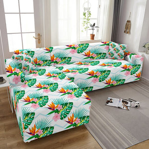 Flamingo Elastic Sofa Covers for Living Room Stretch Tropical Leaves Slipcovers Couch Cover L Shape Funda de sofá de esquina