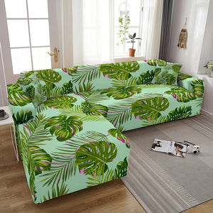 Flamingo Elastic Sofa Covers for Living Room Stretch Tropical Leaves Slipcovers Couch Cover L Shape Funda de sofá de esquina