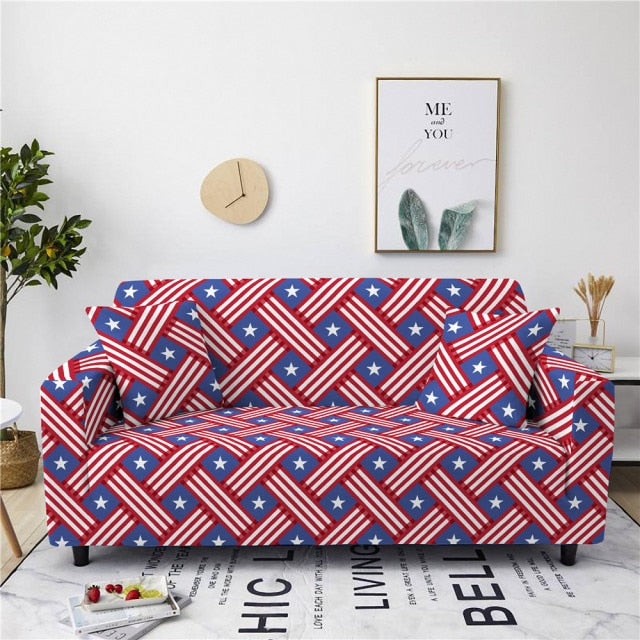 Christmas Floral Red Stretch Sofa Cover Living Room All Inclusive Anti-Dirty Slipcover Furniture Protector Elastic Couch Cover