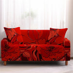 Christmas Floral Red Stretch Sofa Cover Living Room All Inclusive Anti-Dirty Slipcover Furniture Protector Elastic Couch Cover