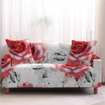 Christmas Floral Red Stretch Sofa Cover Living Room All Inclusive Anti-Dirty Slipcover Furniture Protector Elastic Couch Cover