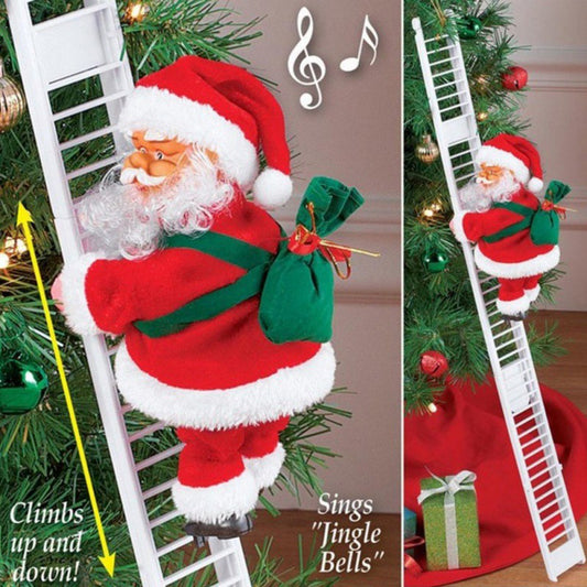 2022 Gift Electric Climbing Ladder Santa Claus Christmas Ornament Decoration For Home Christmas Tree Hanging Decor With Music
