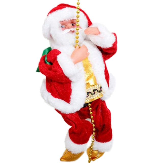 2022 Gift Electric Climbing Ladder Santa Claus Christmas Ornament Decoration For Home Christmas Tree Hanging Decor With Music