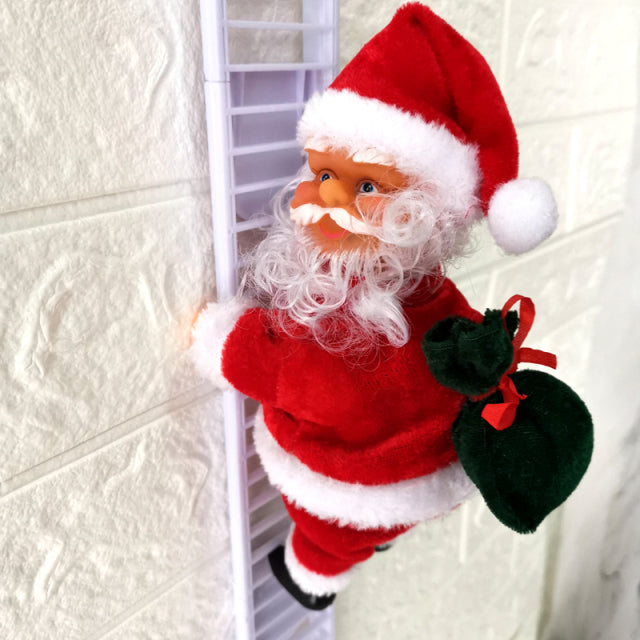 2022 Gift Electric Climbing Ladder Santa Claus Christmas Ornament Decoration For Home Christmas Tree Hanging Decor With Music
