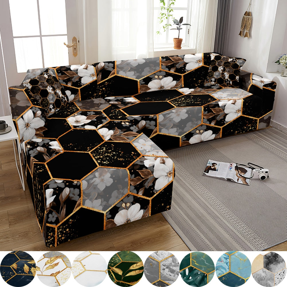 Elastic Sofa Cover for Living Room Stretch Geometric Marble Leaves Slipcover Couch Cover Armchai Cover Sofa Cover For 3 Seater