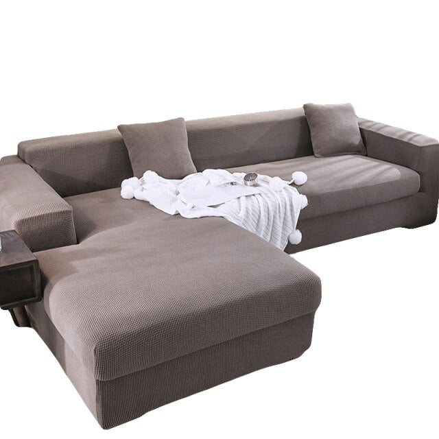 Polar fleece Stretch Sofa Cover for L-shaped Corner Sofas Chaise Longue Slipcovers 1/2/3/4 Seater Knitted Elastic Couch Covers