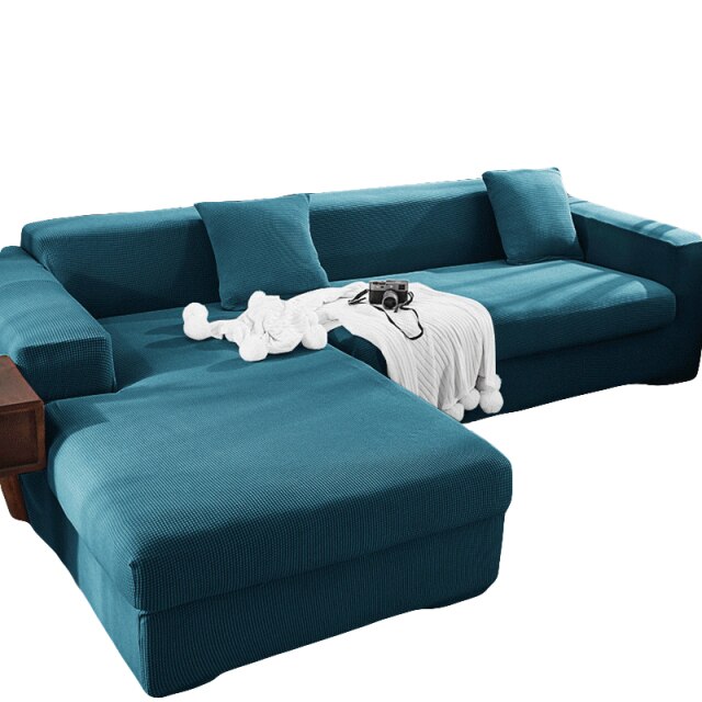 Polar fleece Stretch Sofa Cover for L-shaped Corner Sofas Chaise Longue Slipcovers 1/2/3/4 Seater Knitted Elastic Couch Covers