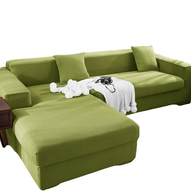 Polar fleece Stretch Sofa Cover for L-shaped Corner Sofas Chaise Longue Slipcovers 1/2/3/4 Seater Knitted Elastic Couch Covers