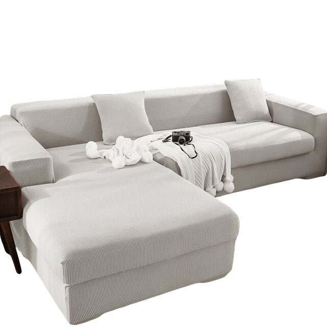 Polar fleece Stretch Sofa Cover for L-shaped Corner Sofas Chaise Longue Slipcovers 1/2/3/4 Seater Knitted Elastic Couch Covers