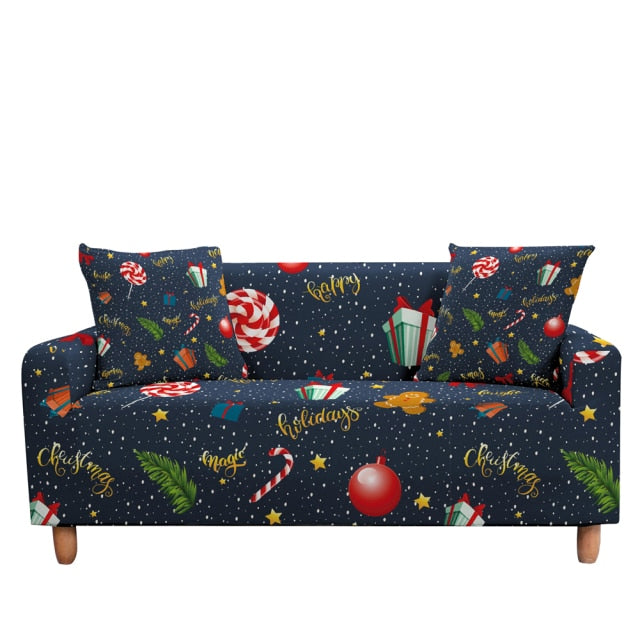 Christmas Stretch Sofa Cover Elastic Couch Cover Case for Corner Sectional Sofa funda de sofá L Shape Sofa Santa Claus Printed