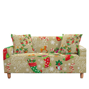 Christmas Stretch Sofa Cover Elastic Couch Cover Case for Corner Sectional Sofa funda de sofá L Shape Sofa Santa Claus Printed