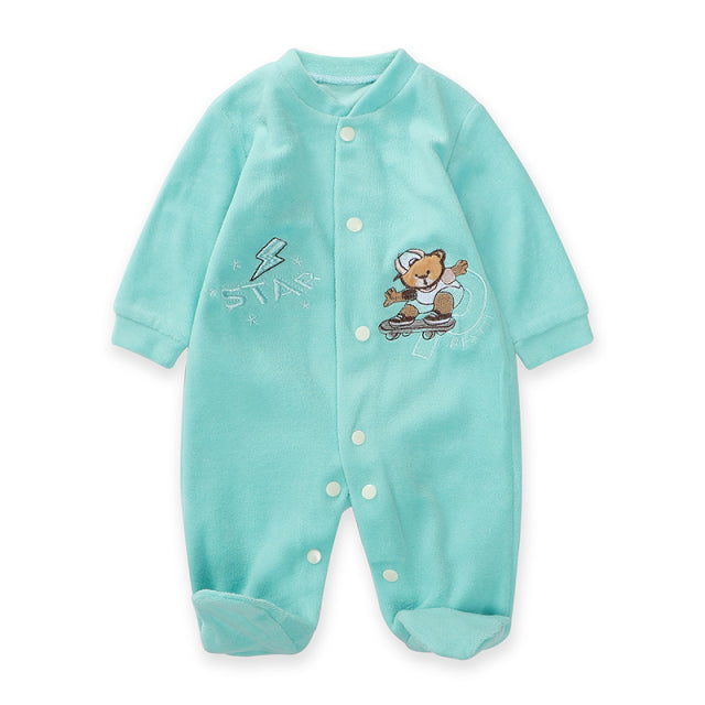 New Trending Baby Girls Rompers Clothing Pink Cartoon Baby Girls Clothes - One Pieces Pajamas Fleece Jumpsuit Costume
