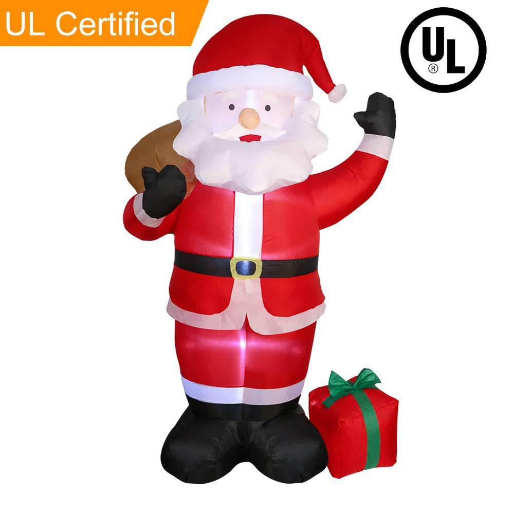 OurWarm 6ft Christmas Inflatables Blow Up New Year Outdoor Yard  Decorations Santa Claus Inflatable with LED Lights