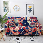 Cartoon Patchwork Pattern Elastic Sofa Covers for Living Room Slipcovers Hippie Hip Pop Couch Cover Corner Sofa Cover 1-4 Seat