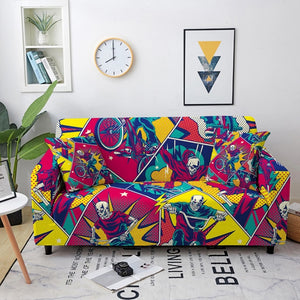 Cartoon Patchwork Pattern Elastic Sofa Covers for Living Room Slipcovers Hippie Hip Pop Couch Cover Corner Sofa Cover 1-4 Seat