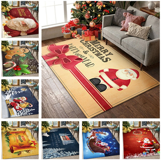New Christmas Carpet 80*120cm Santa Claus Living Room Floor Mat Cartoon Mat Blanket Home Decor Christmas Gift 2022 New Year