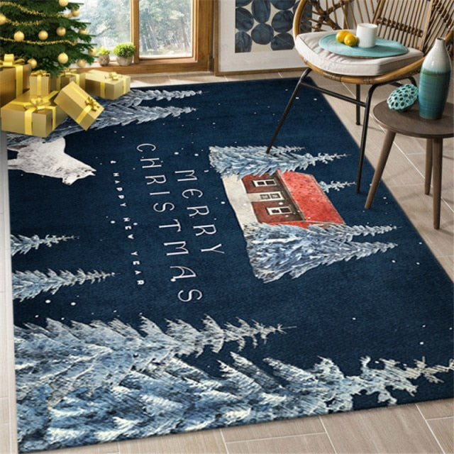 New Christmas Carpet 80*120cm Santa Claus Living Room Floor Mat Cartoon Mat Blanket Home Decor Christmas Gift 2022 New Year
