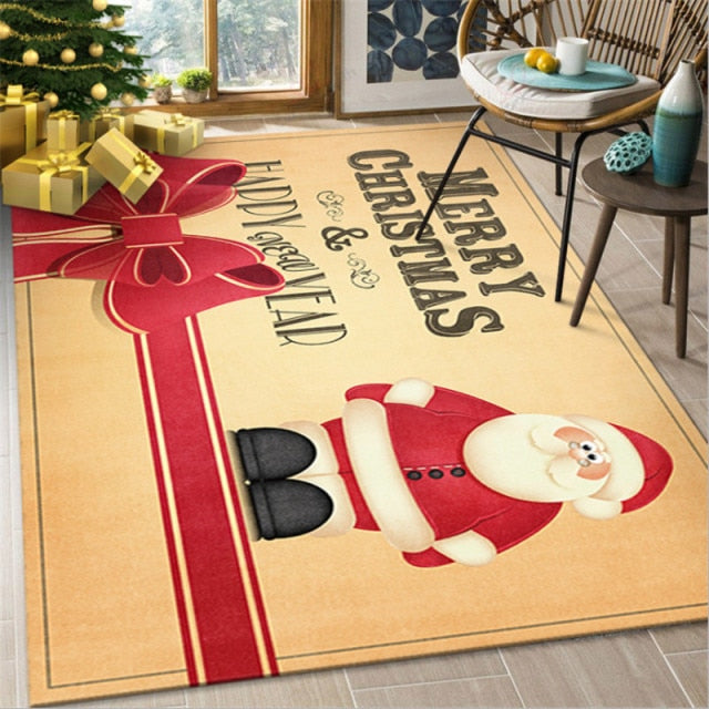 New Christmas Carpet 80*120cm Santa Claus Living Room Floor Mat Cartoon Mat Blanket Home Decor Christmas Gift 2022 New Year
