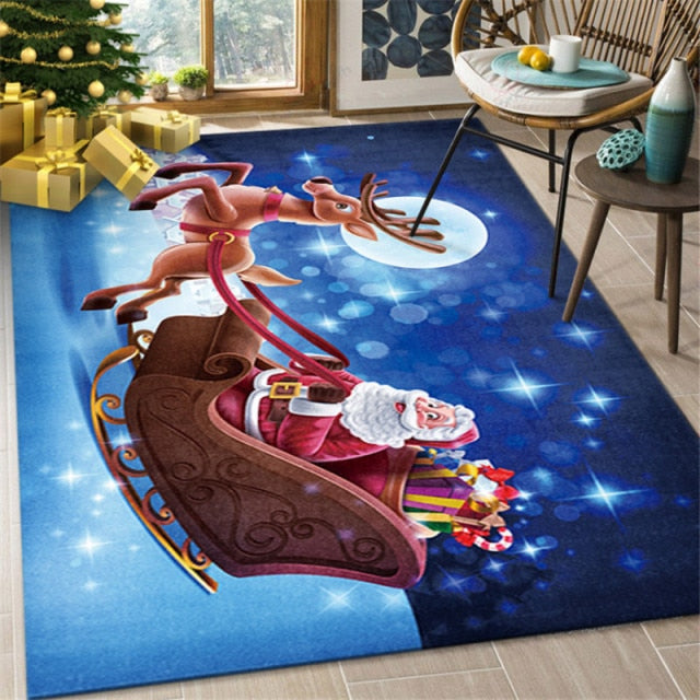 New Christmas Carpet 80*120cm Santa Claus Living Room Floor Mat Cartoon Mat Blanket Home Decor Christmas Gift 2022 New Year