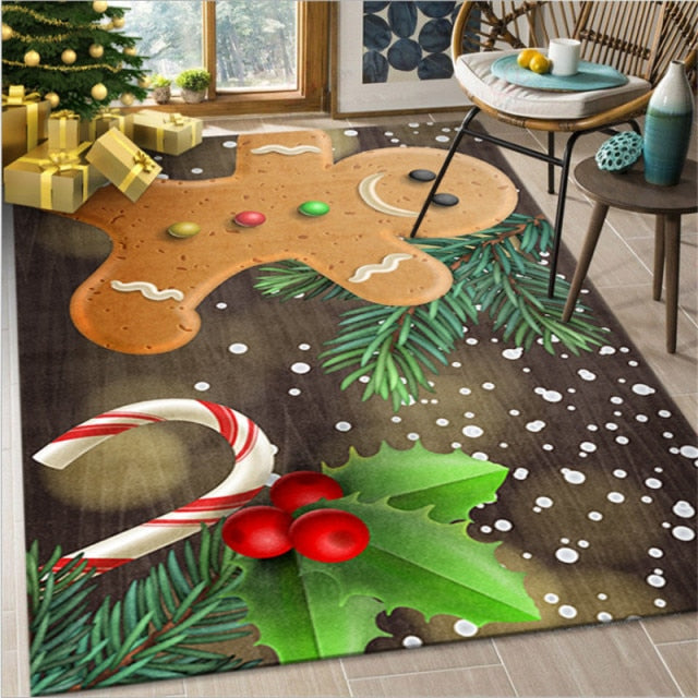 New Christmas Carpet 80*120cm Santa Claus Living Room Floor Mat Cartoon Mat Blanket Home Decor Christmas Gift 2022 New Year