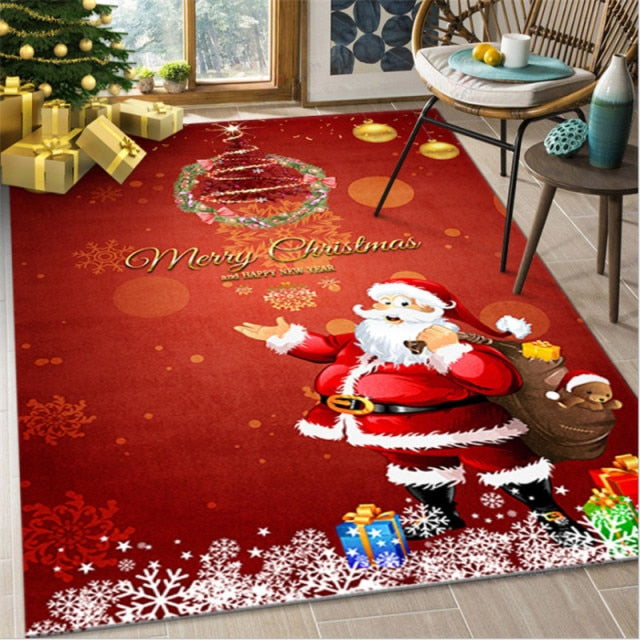 New Christmas Carpet 80*120cm Santa Claus Living Room Floor Mat Cartoon Mat Blanket Home Decor Christmas Gift 2022 New Year