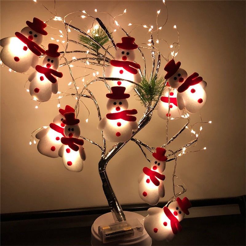 Snowman Led Lights String Christmas Garland Curtain Light Xmas Light Christmas Decor For Home Holiday Decorative New Year Lamp