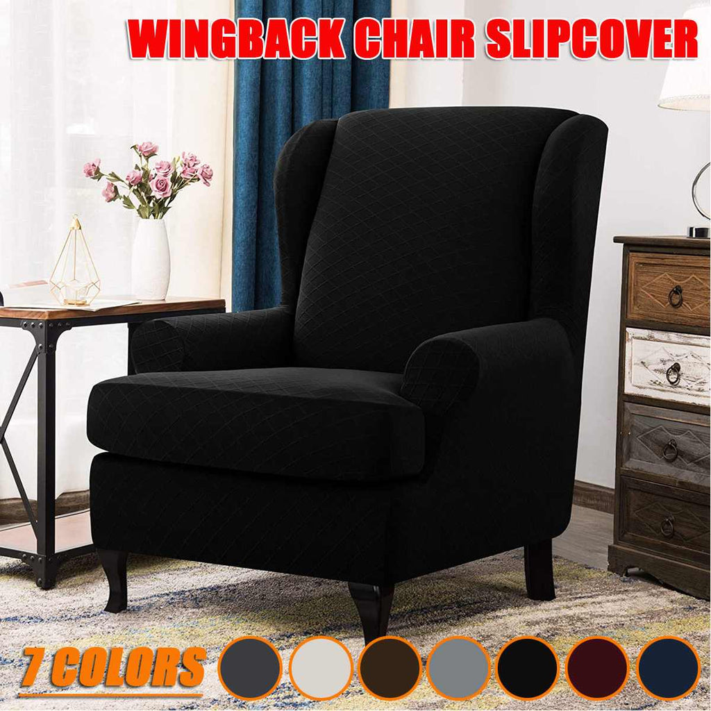 Waterproof Sloping Arm Back Chair Cover Elastic Armchair Wingback Wing Sofa Back Chair Cover Stretch Protector
